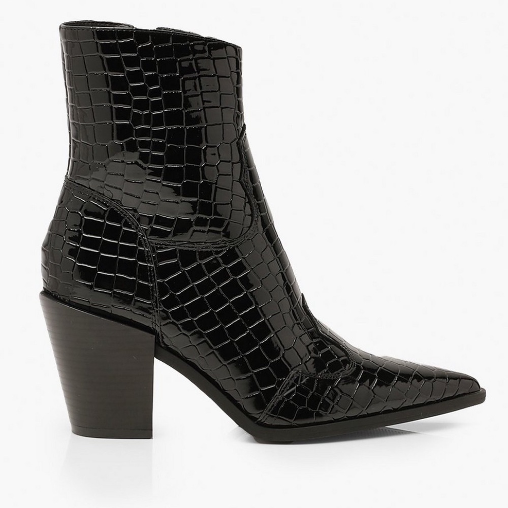 Boohoo black Croc booties - Picture 2 of 4